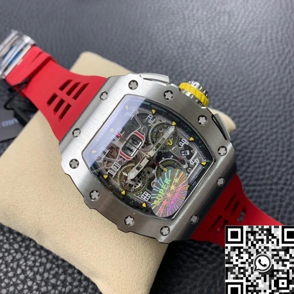 Comfortable Richard Mille RM011 Red Rubber Strap Watch KV Factory 2526