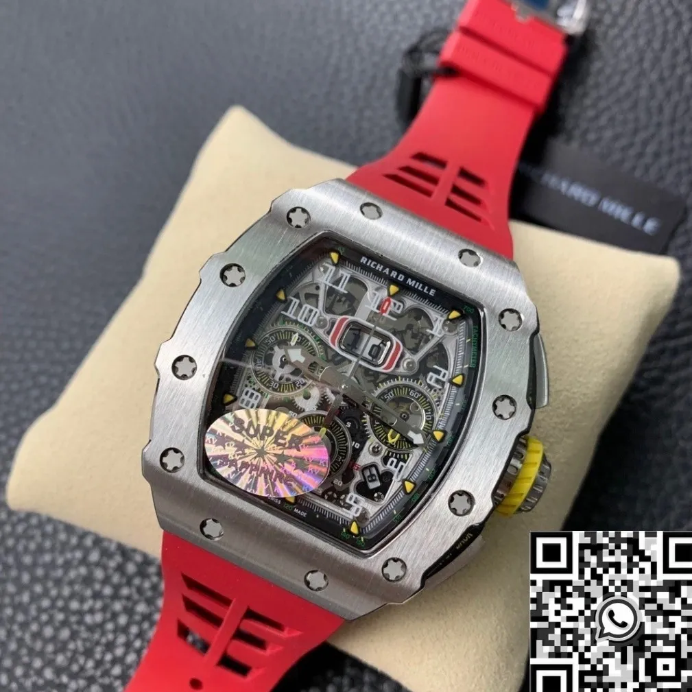 Comfortable Richard Mille RM011 Red Rubber Strap Watch KV Factory 2526