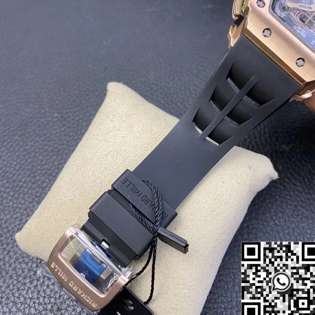 Casual Richard Mille RM011 Rose Gold Black Rubber Strap Case Watch KV Factory 2530