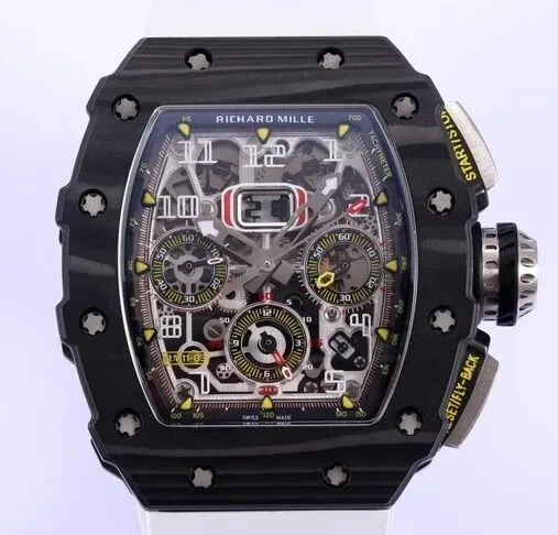Richard Mille RM011 White Rubber Strap Watch KV Factory Premium 2534
