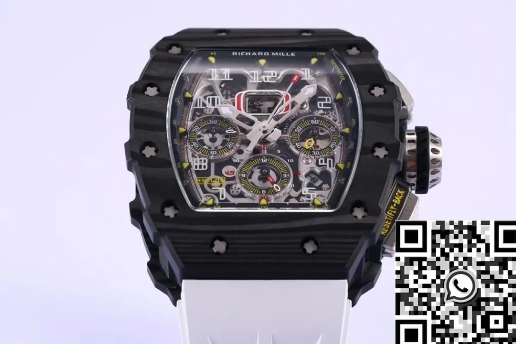 Richard Mille RM011 White Rubber Strap Watch KV Factory Premium 2534