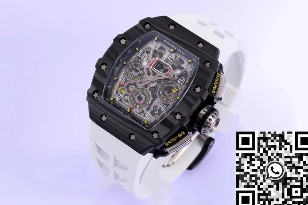 Richard Mille RM011 White Rubber Strap Watch KV Factory Premium 2534
