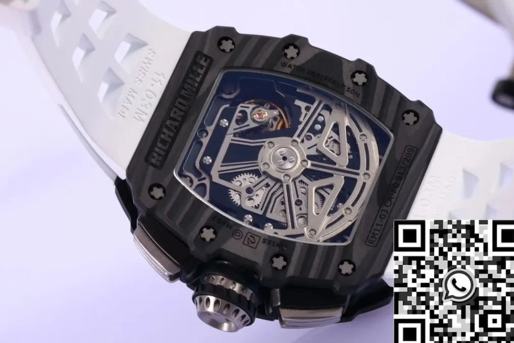 Richard Mille RM011 White Rubber Strap Watch KV Factory Premium 2534