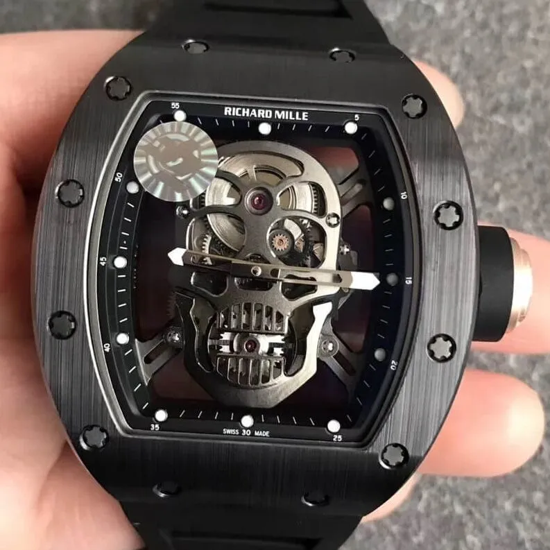 Refined Richard Mille RM052-01 Black Ceramic Skull Dial Watch ZF Factory 2276
