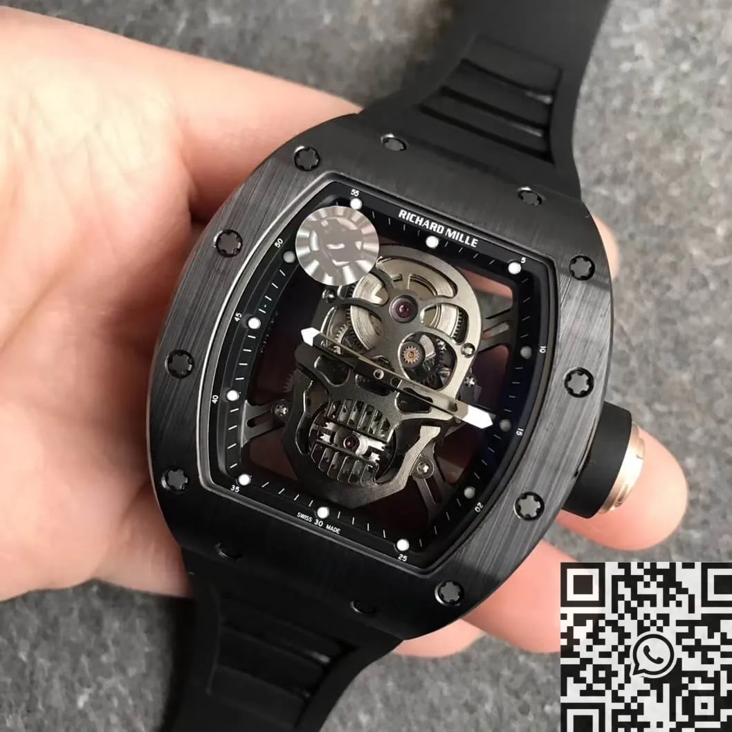 Refined Richard Mille RM052-01 Black Ceramic Skull Dial Watch ZF Factory 2276