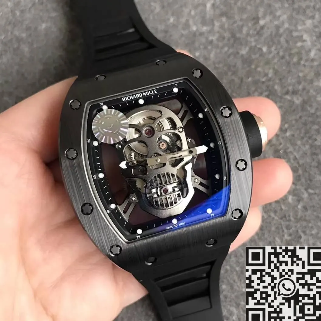 Refined Richard Mille RM052-01 Black Ceramic Skull Dial Watch ZF Factory 2276