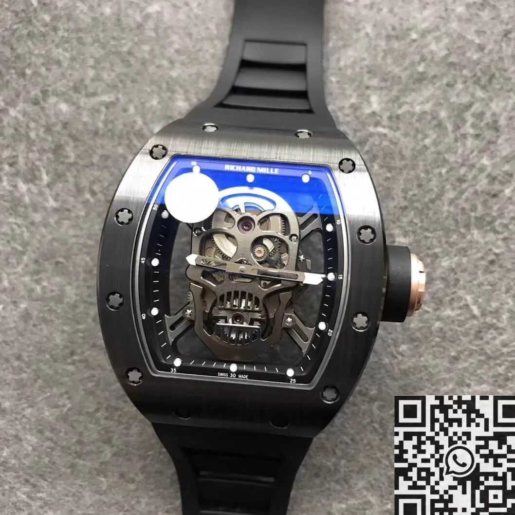 Refined Richard Mille RM052-01 Black Ceramic Skull Dial Watch ZF Factory 2276