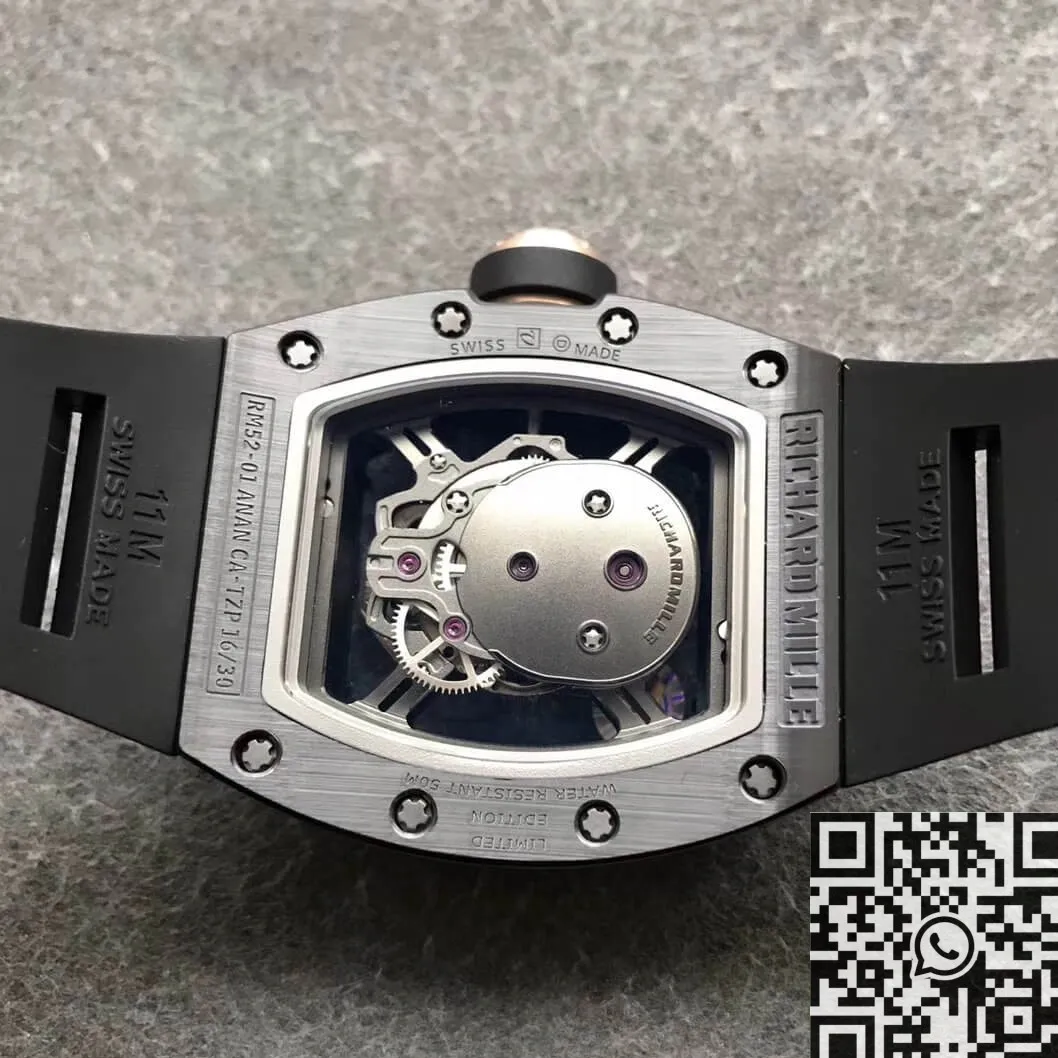Refined Richard Mille RM052-01 Black Ceramic Skull Dial Watch ZF Factory 2276