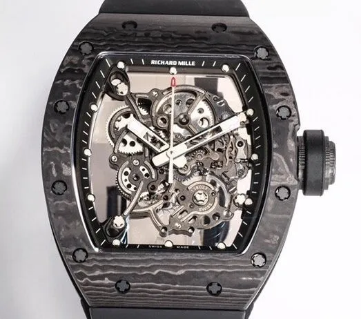 Richard Mille RM055 Black Carbon Fiber Case Watch BBR Factory EasyMatch 2585