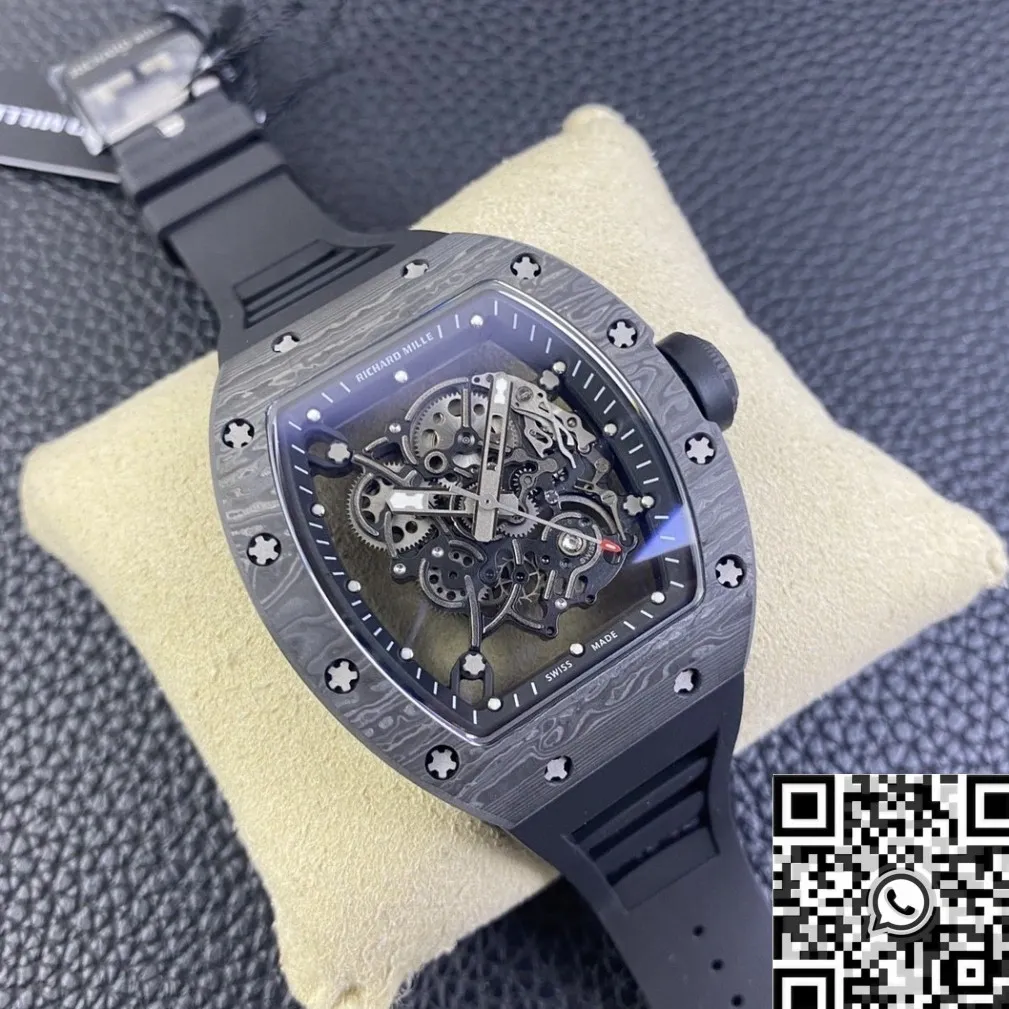 TopPick Richard Mille RM055 Black Carbon Fiber Case Watch KU Factory 2541