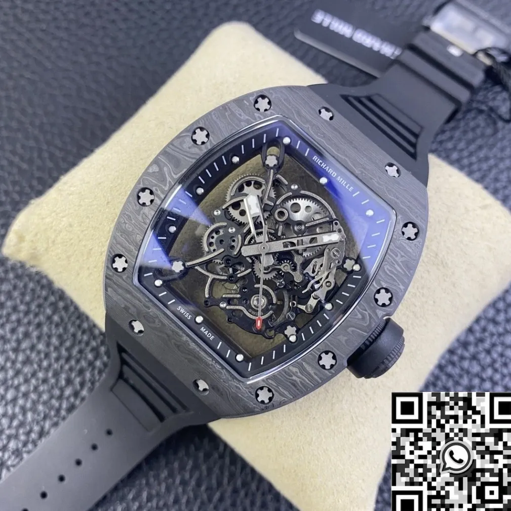 TopPick Richard Mille RM055 Black Carbon Fiber Case Watch KU Factory 2541