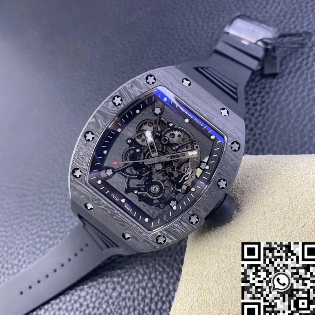 TopPick Richard Mille RM055 Black Carbon Fiber Case Watch KU Factory 2541