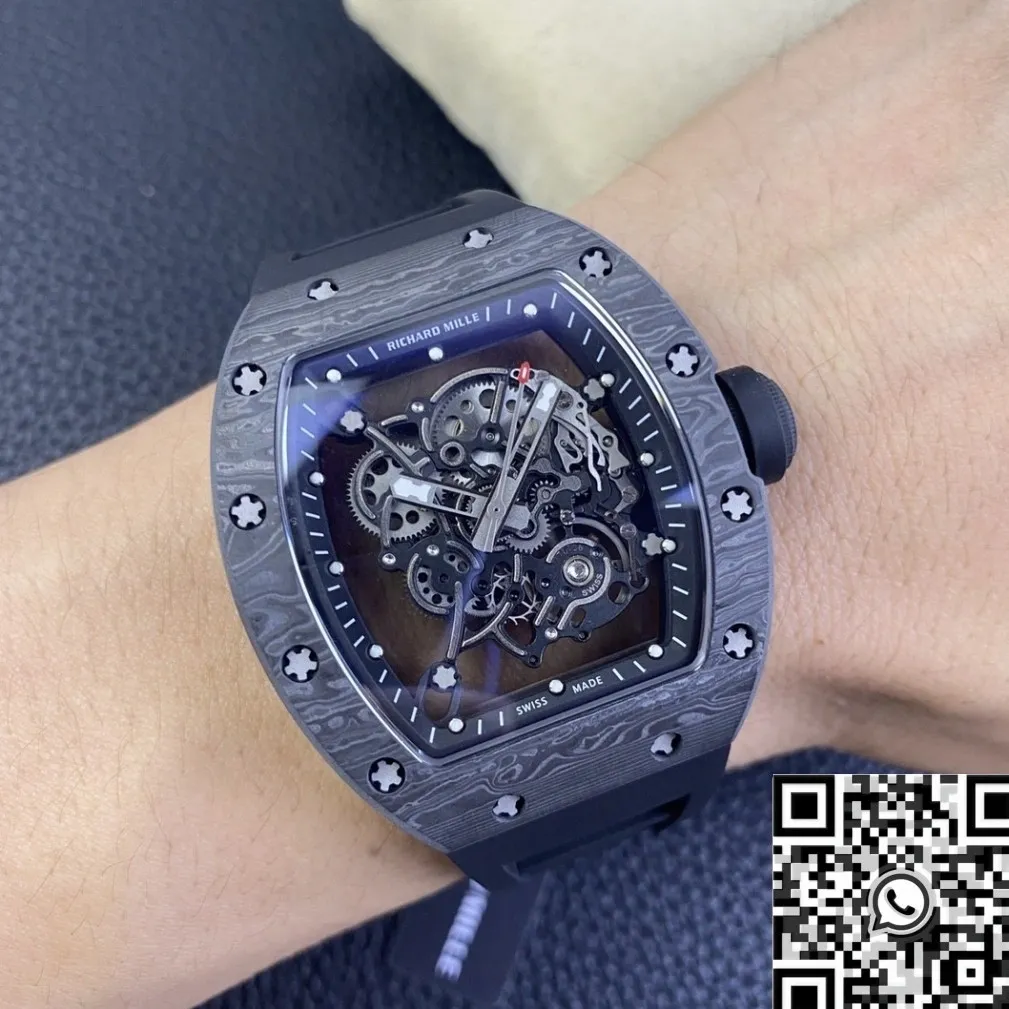 TopPick Richard Mille RM055 Black Carbon Fiber Case Watch KU Factory 2541