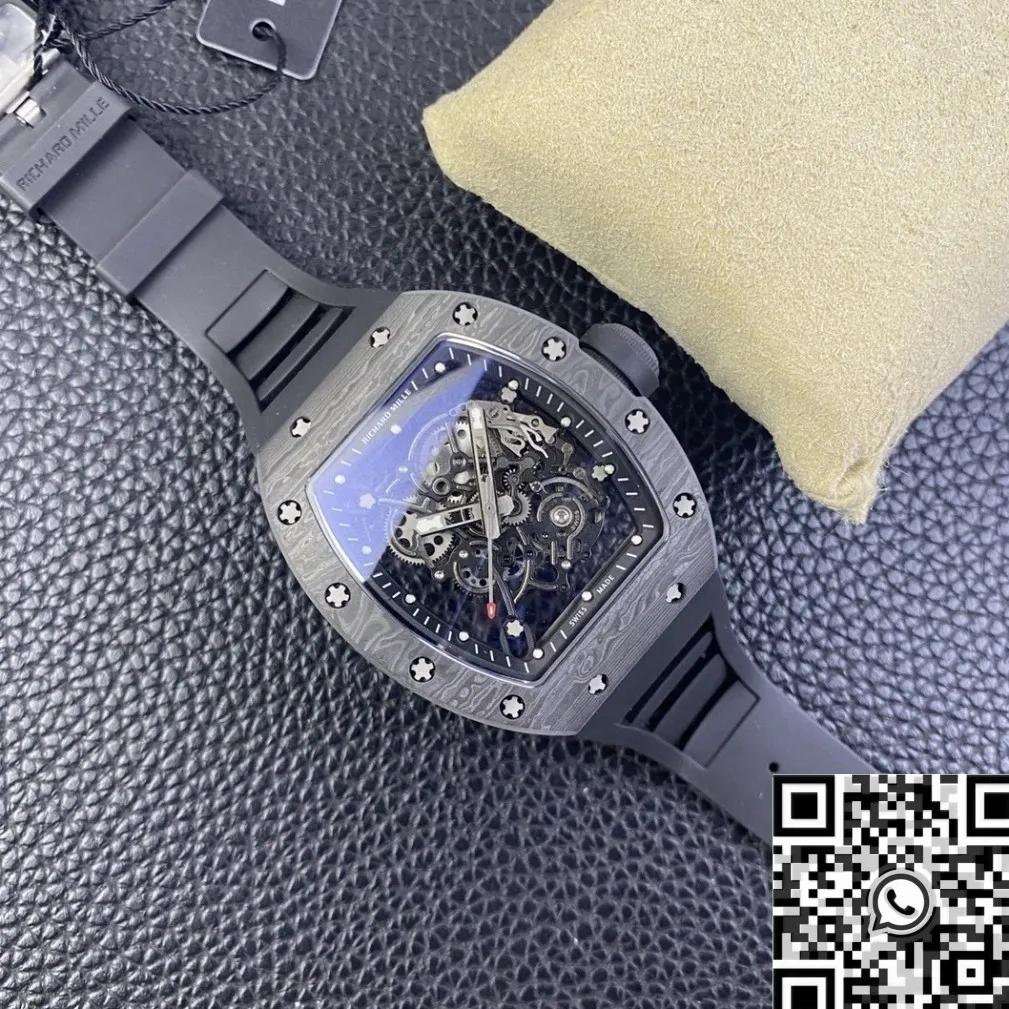 TopPick Richard Mille RM055 Black Carbon Fiber Case Watch KU Factory 2541