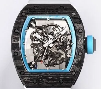 Functional Richard Mille RM055 Blue Dial White Rubber Strap Watch BBR Factory 2580