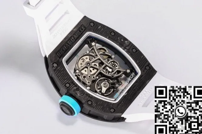 Functional Richard Mille RM055 Blue Dial White Rubber Strap Watch BBR Factory 2580