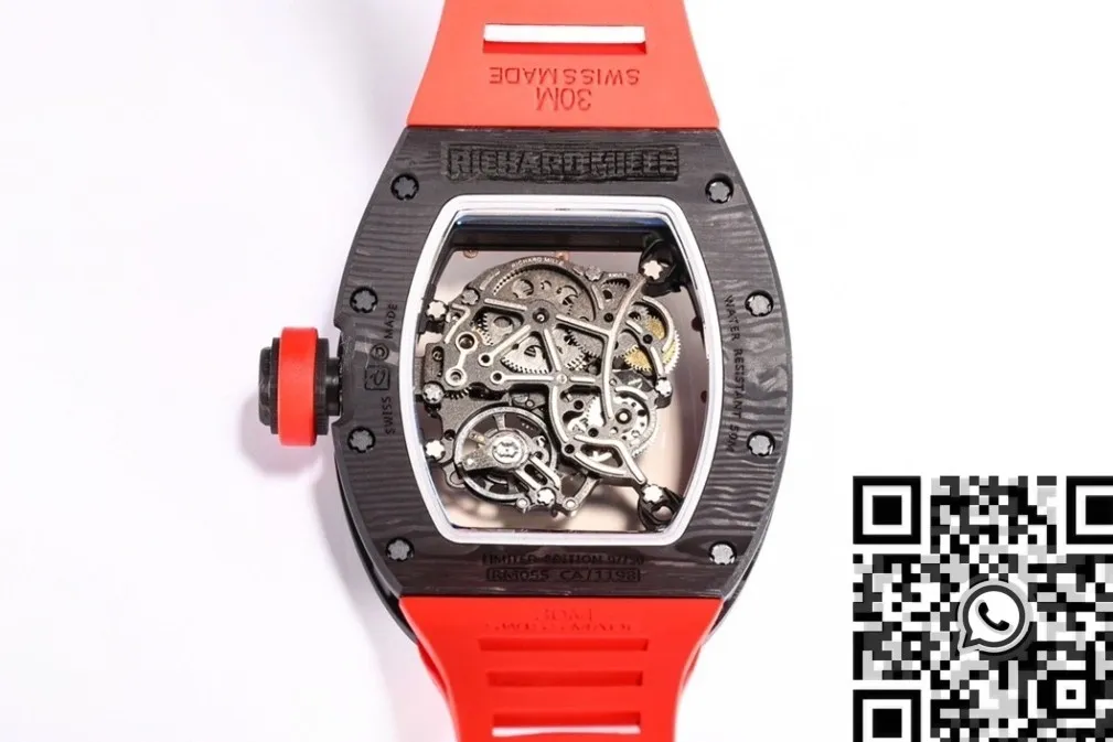TopPick Richard Mille RM055 Red Dial Watch BBR Factory 2584