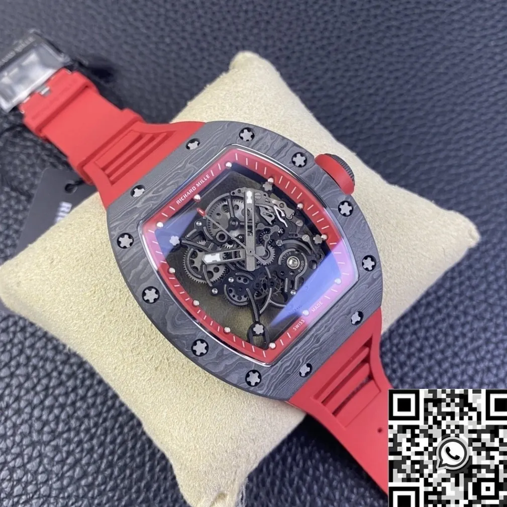 MoistureWicking Richard Mille RM055 Red Rubber Strap Watch KU Factory 2542