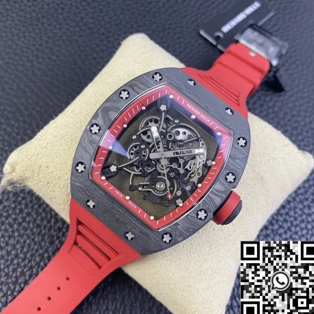 MoistureWicking Richard Mille RM055 Red Rubber Strap Watch KU Factory 2542