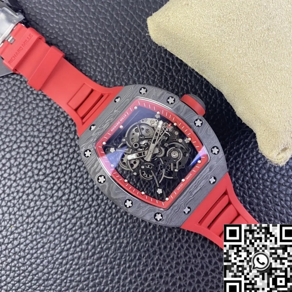 MoistureWicking Richard Mille RM055 Red Rubber Strap Watch KU Factory 2542