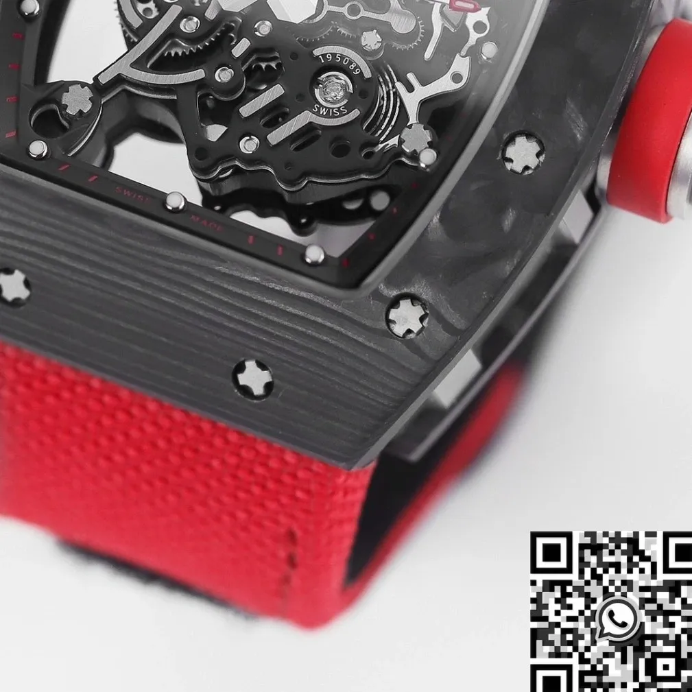 Richard Mille RM055 V5 Red Nylon Strap Watch KV Factory MoistureWicking 2558