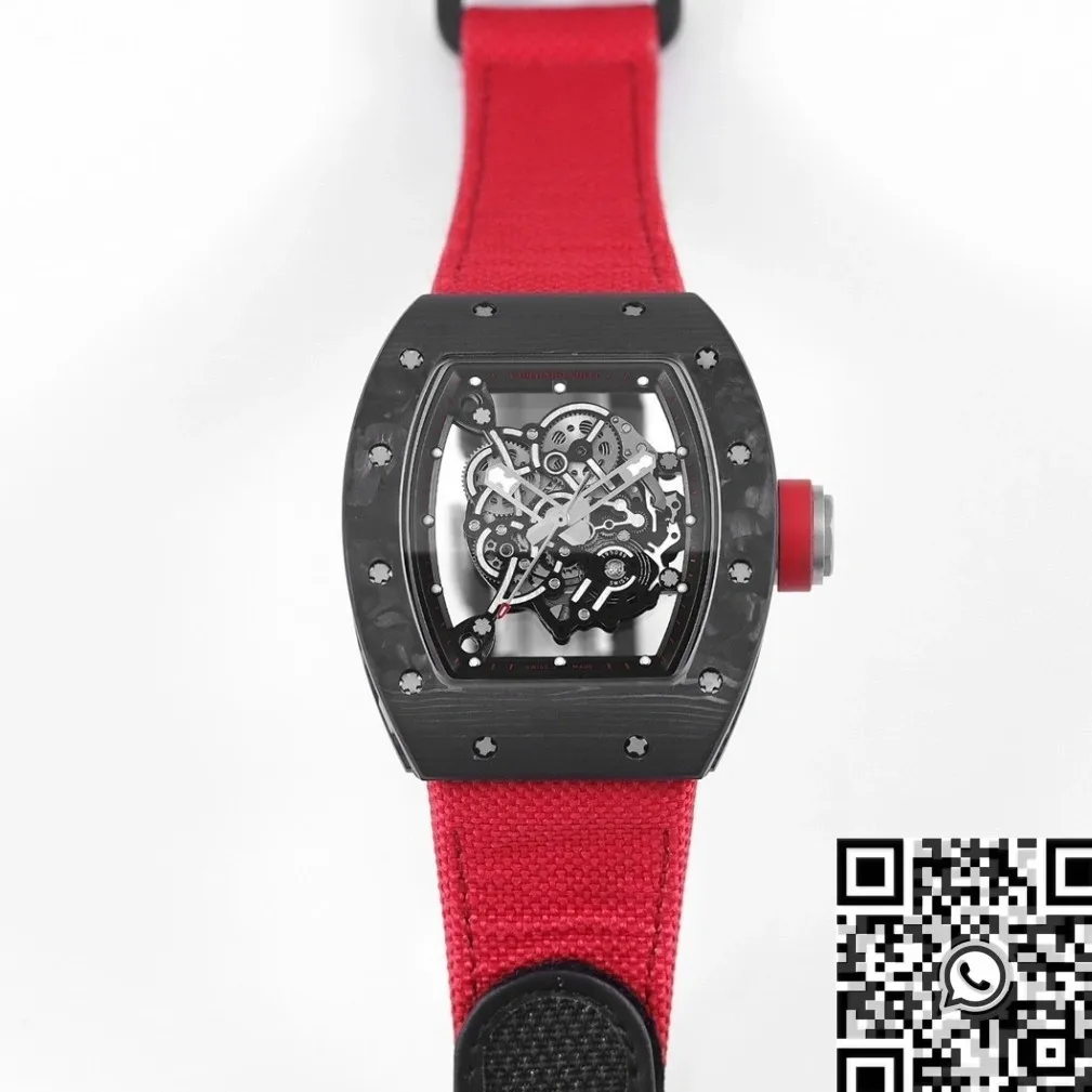 Richard Mille RM055 V5 Red Nylon Strap Watch KV Factory MoistureWicking 2558