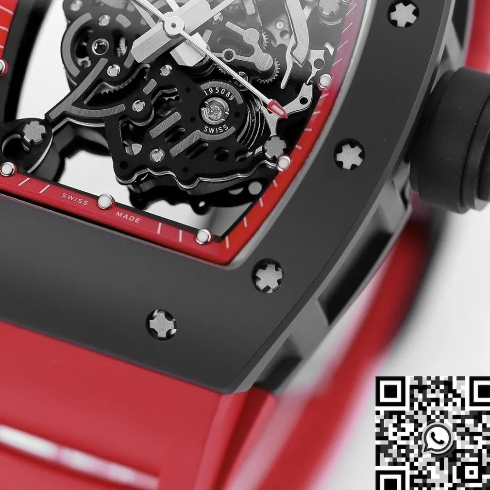Richard Mille RM055 V5 Red Rubber Strap Watch KV Factory WeatherProof 2559