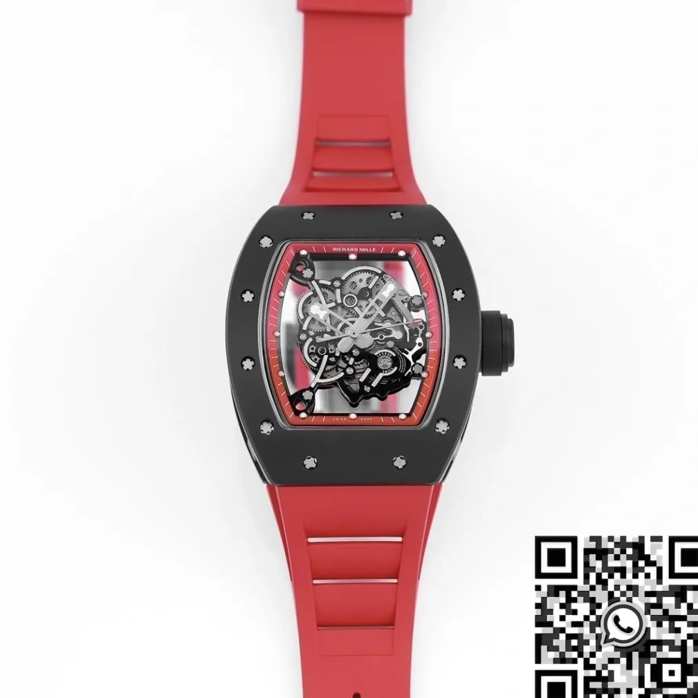 Richard Mille RM055 V5 Red Rubber Strap Watch KV Factory WeatherProof 2559