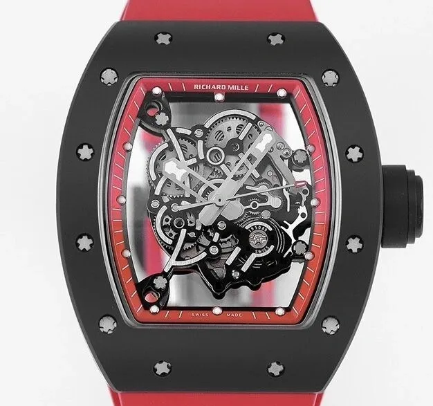 Richard Mille RM055 V5 Red Rubber Strap Watch KV Factory WeatherProof 2559