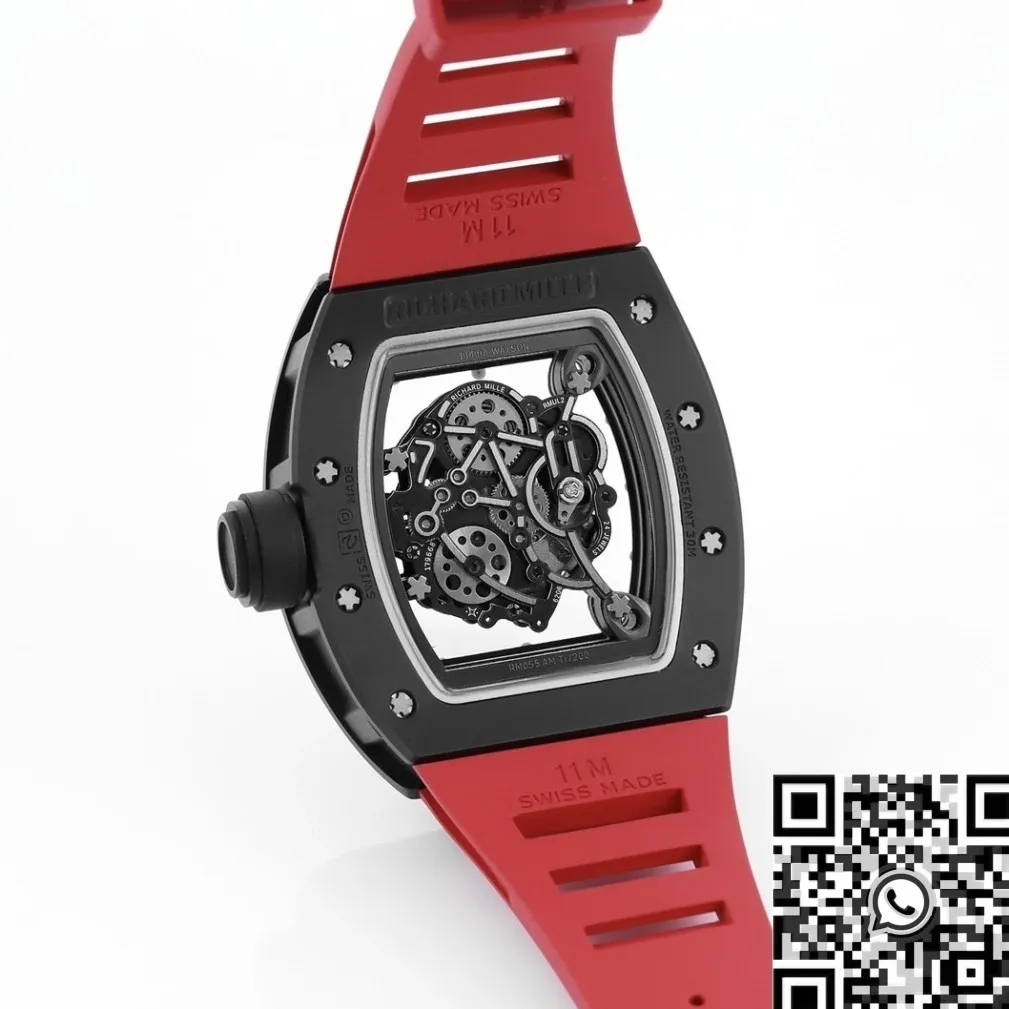 Richard Mille RM055 V5 Red Rubber Strap Watch KV Factory WeatherProof 2559