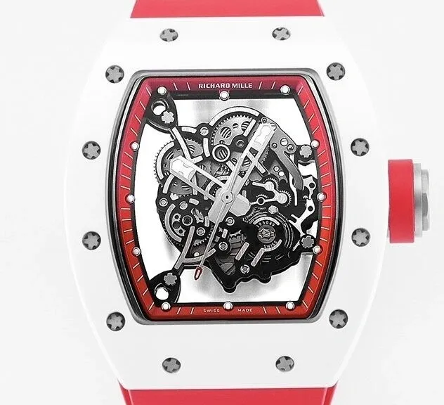 Popular Richard Mille RM055 V5 Red Rubber Strap Watch KV Factory 2561