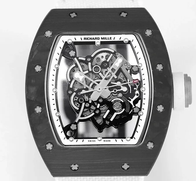 BestValue Richard Mille RM055 V5 White Rubber Strap Watch KV Factory 2565