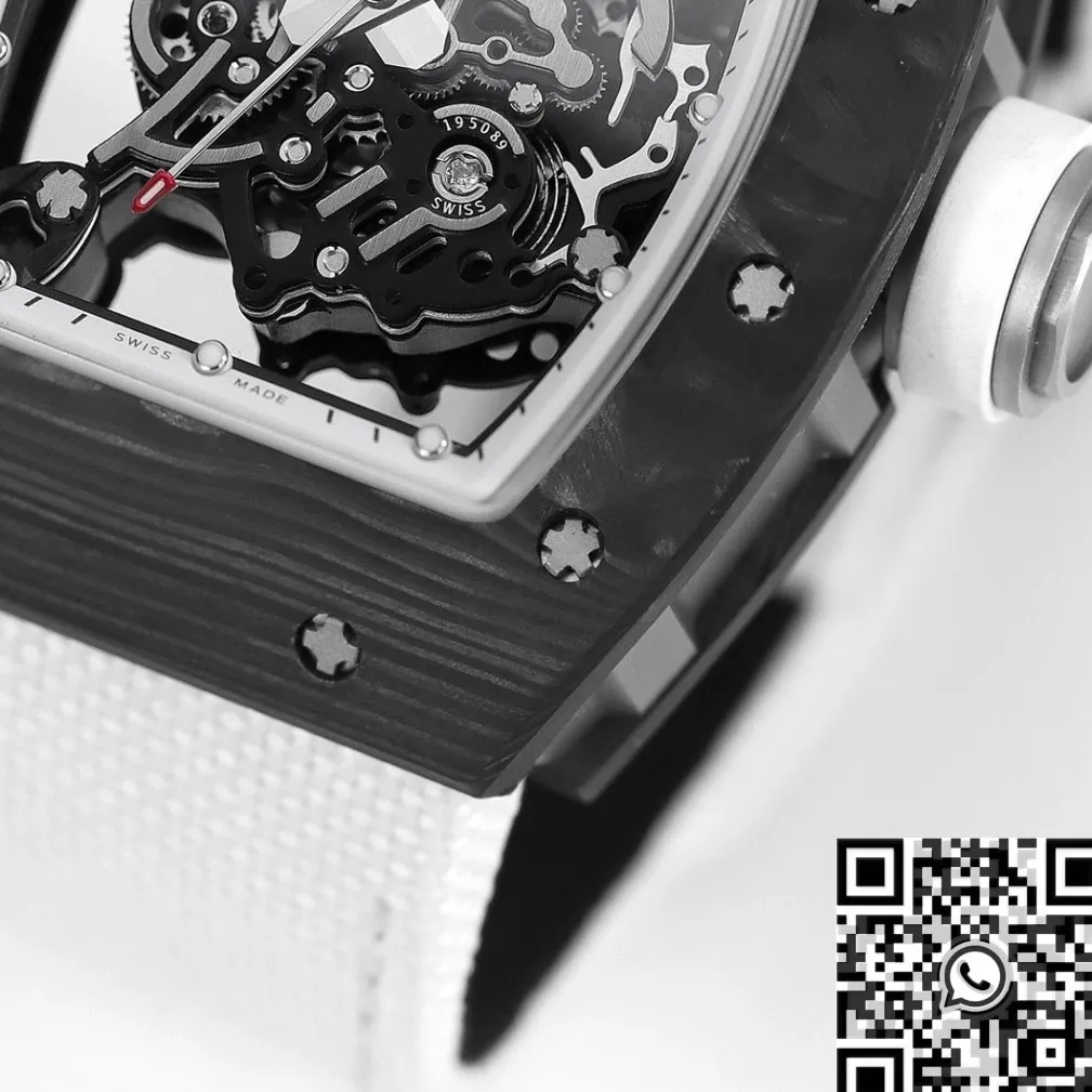 BestValue Richard Mille RM055 V5 White Rubber Strap Watch KV Factory 2565