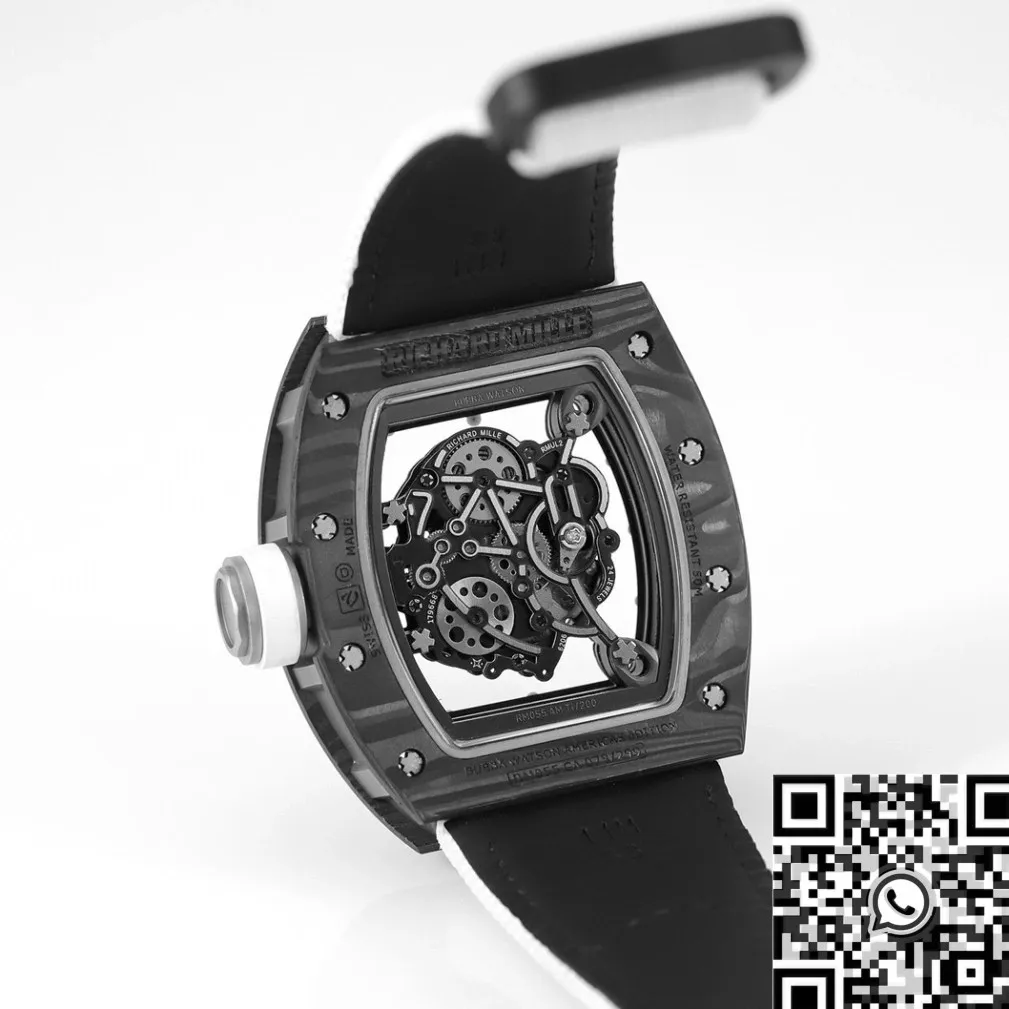 BestValue Richard Mille RM055 V5 White Rubber Strap Watch KV Factory 2565