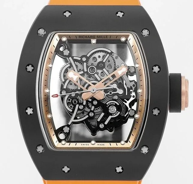 Richard Mille RM055 V5 Yellow Rubber Strap Watch KV Factory Elegant 2562