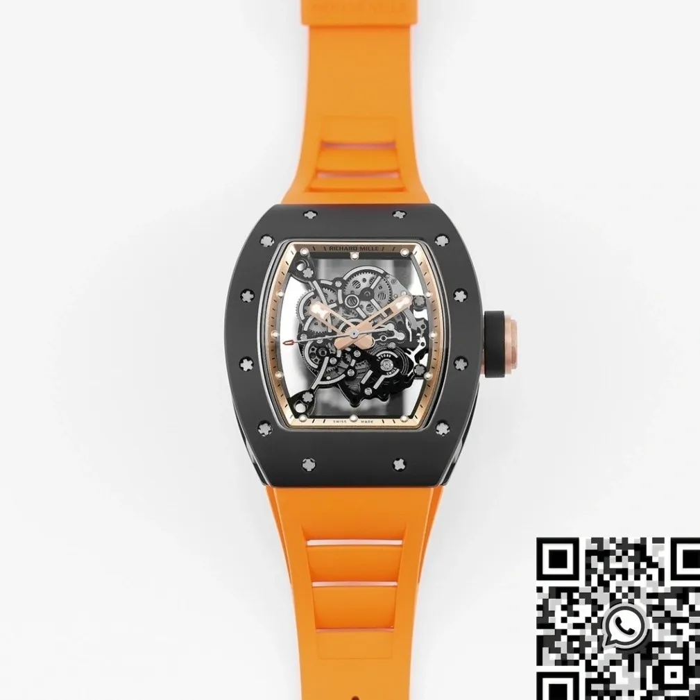 Richard Mille RM055 V5 Yellow Rubber Strap Watch KV Factory Elegant 2562