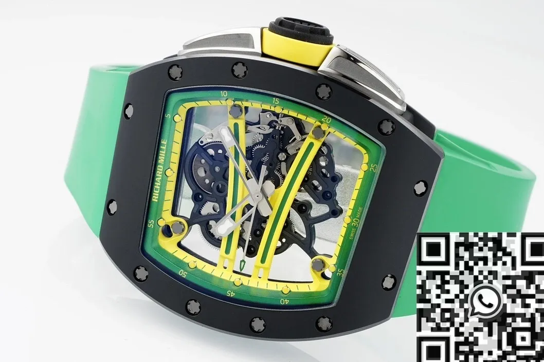 Compact Richard Mille RM061 Black Ceramics Green Strap Watch ZF Factory 2280