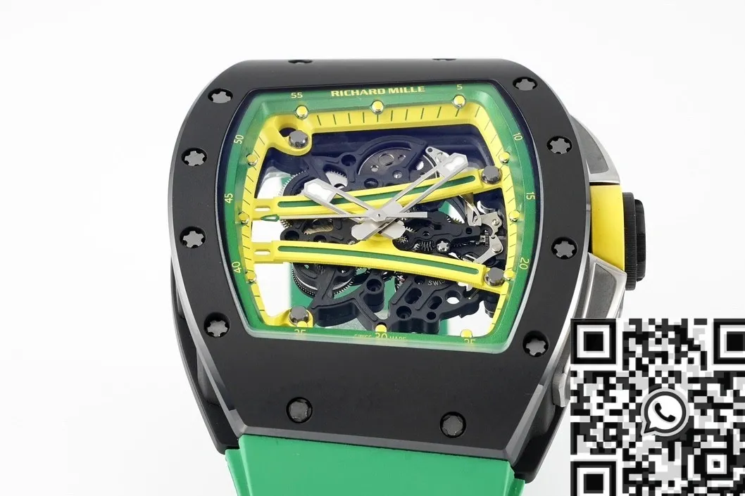 Compact Richard Mille RM061 Black Ceramics Green Strap Watch ZF Factory 2280