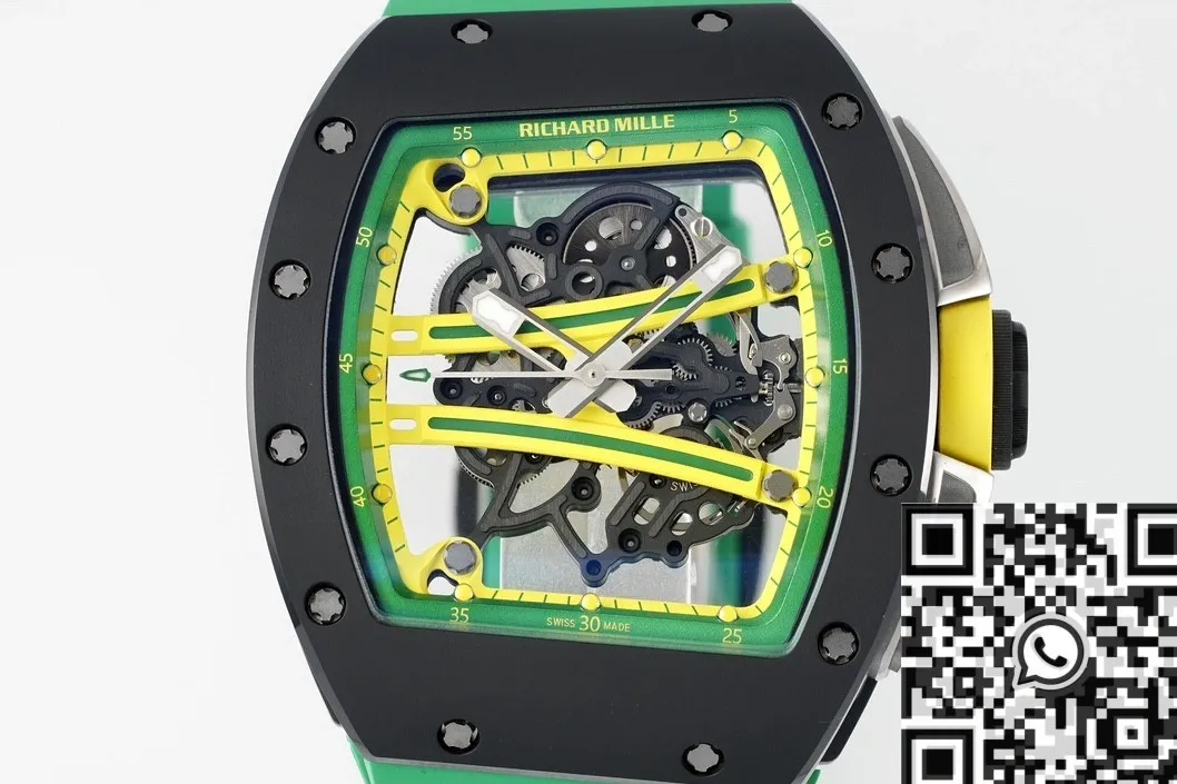 Compact Richard Mille RM061 Black Ceramics Green Strap Watch ZF Factory 2280