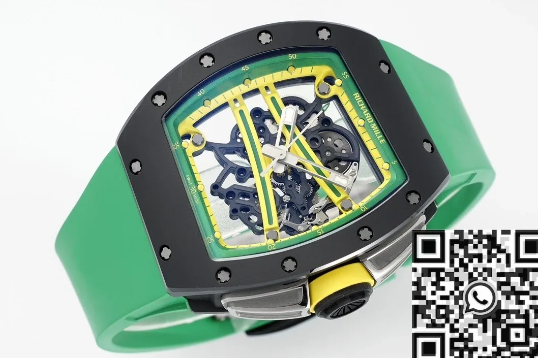 Compact Richard Mille RM061 Black Ceramics Green Strap Watch ZF Factory 2280
