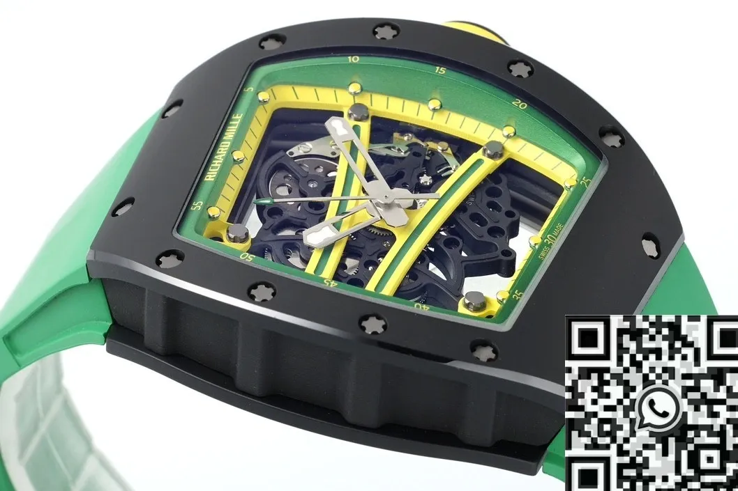 Compact Richard Mille RM061 Black Ceramics Green Strap Watch ZF Factory 2280