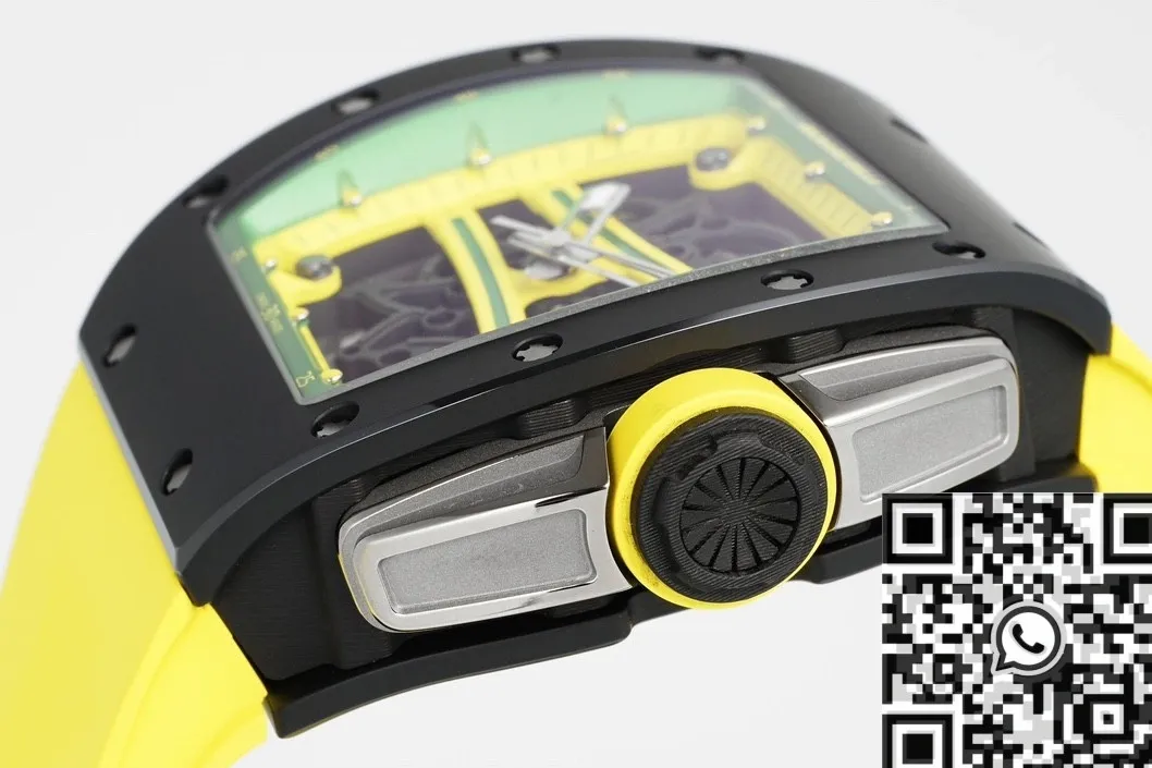 HighPerformance Richard Mille RM061 Black Ceramics Yellow Strap Watch ZF Factory 2281