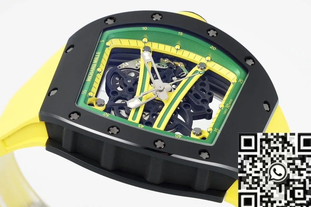 HighPerformance Richard Mille RM061 Black Ceramics Yellow Strap Watch ZF Factory 2281