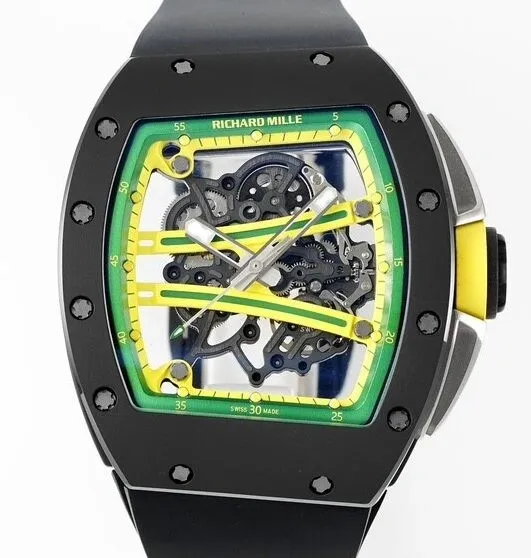 Richard Mille RM061 Replica Black Ceramics Black Strap Watch ZF Factory GoodFit 2283