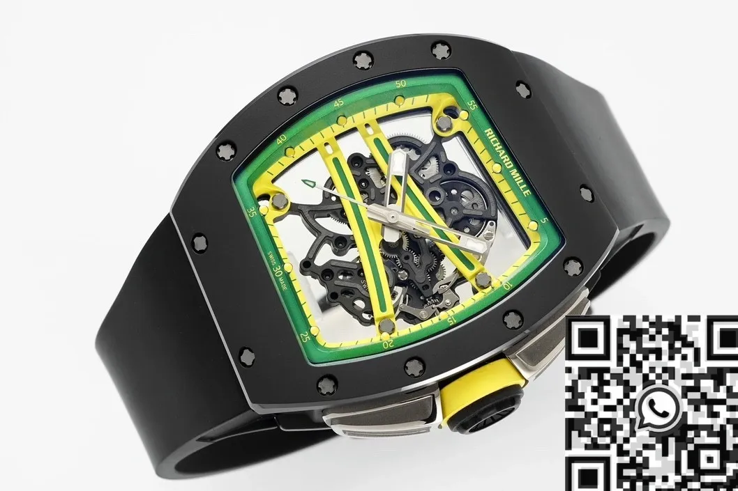 Richard Mille RM061 Replica Black Ceramics Black Strap Watch ZF Factory GoodFit 2283