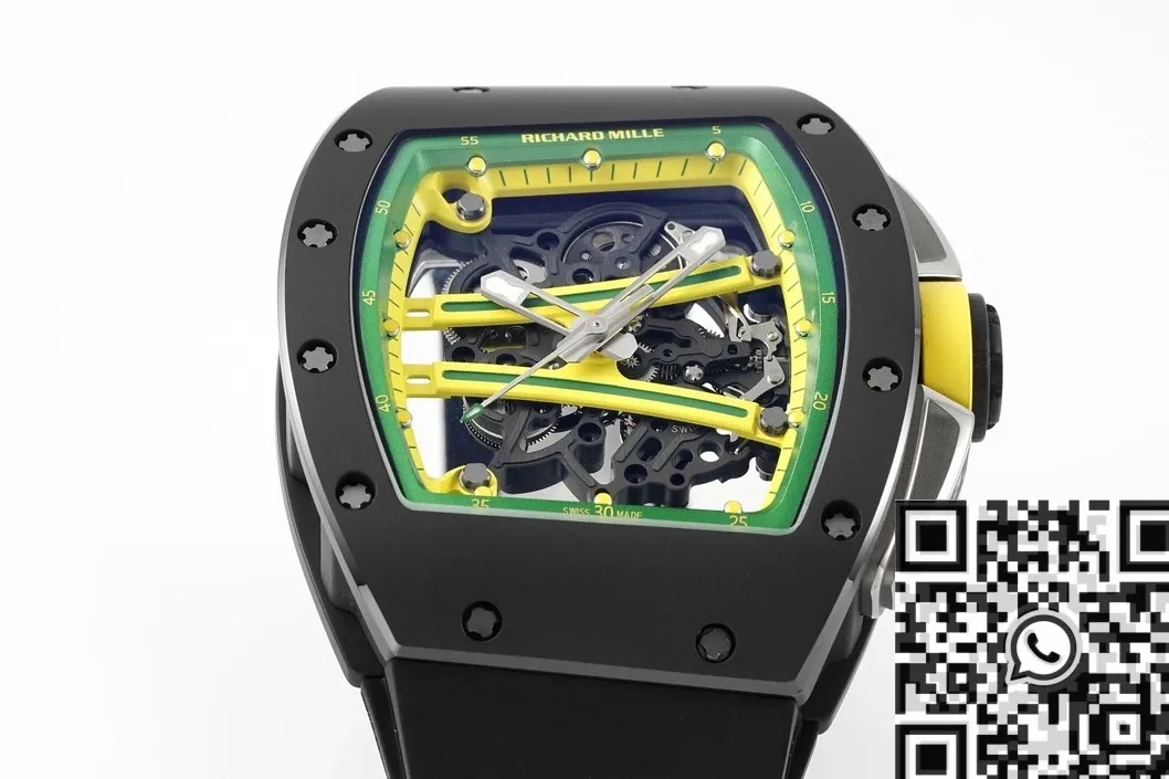 Richard Mille RM061 Replica Black Ceramics Black Strap Watch ZF Factory GoodFit 2283