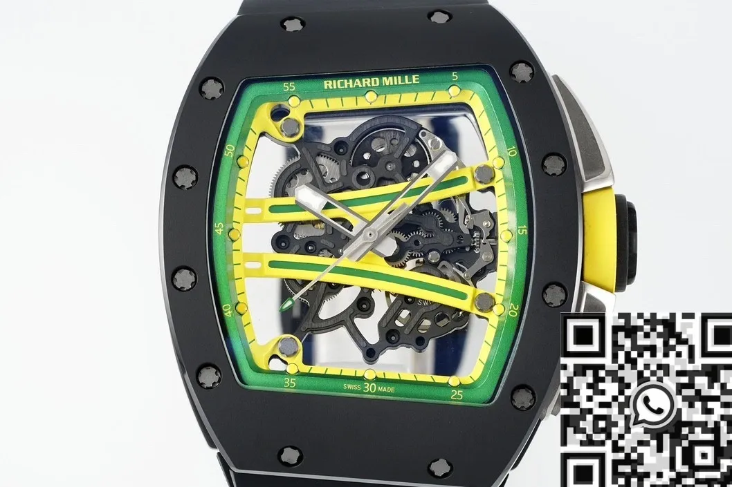 Richard Mille RM061 Replica Black Ceramics Black Strap Watch ZF Factory GoodFit 2283