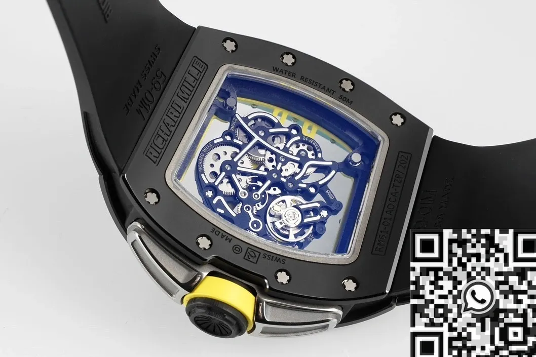 Richard Mille RM061 Replica Black Ceramics Black Strap Watch ZF Factory GoodFit 2283