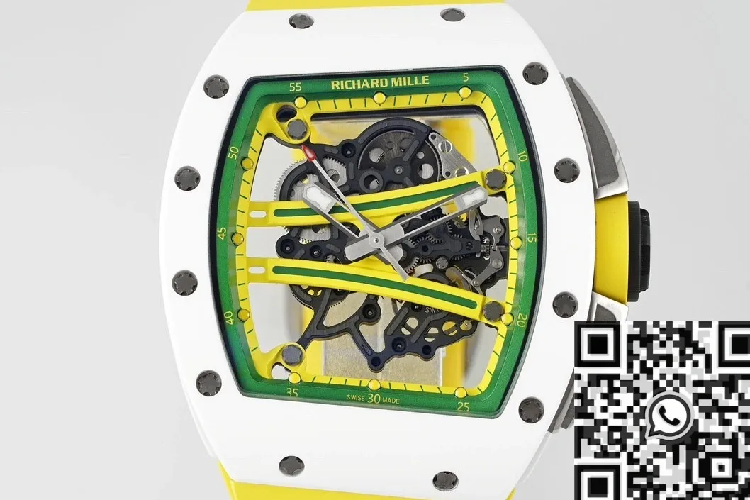 FreshLook Richard Mille RM061 White Ceramics Yellow Strap Watches ZF Factory 2285