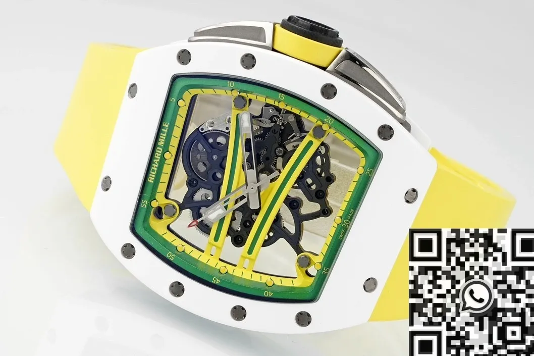 FreshLook Richard Mille RM061 White Ceramics Yellow Strap Watches ZF Factory 2285